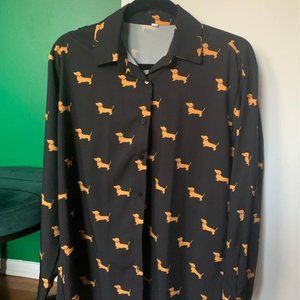 Dachshund print blouse